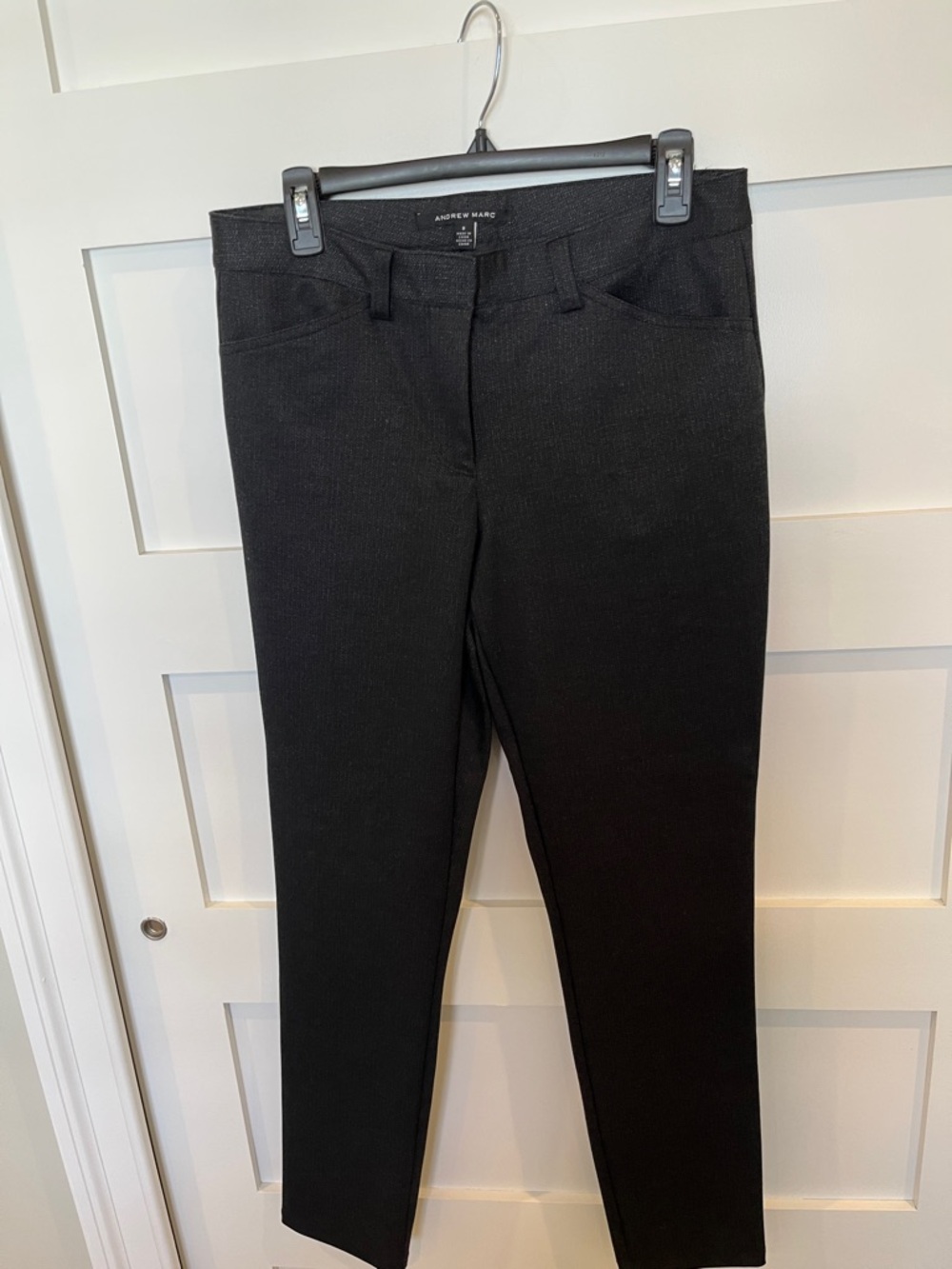Andrew Marc Black Textured Dress Pants